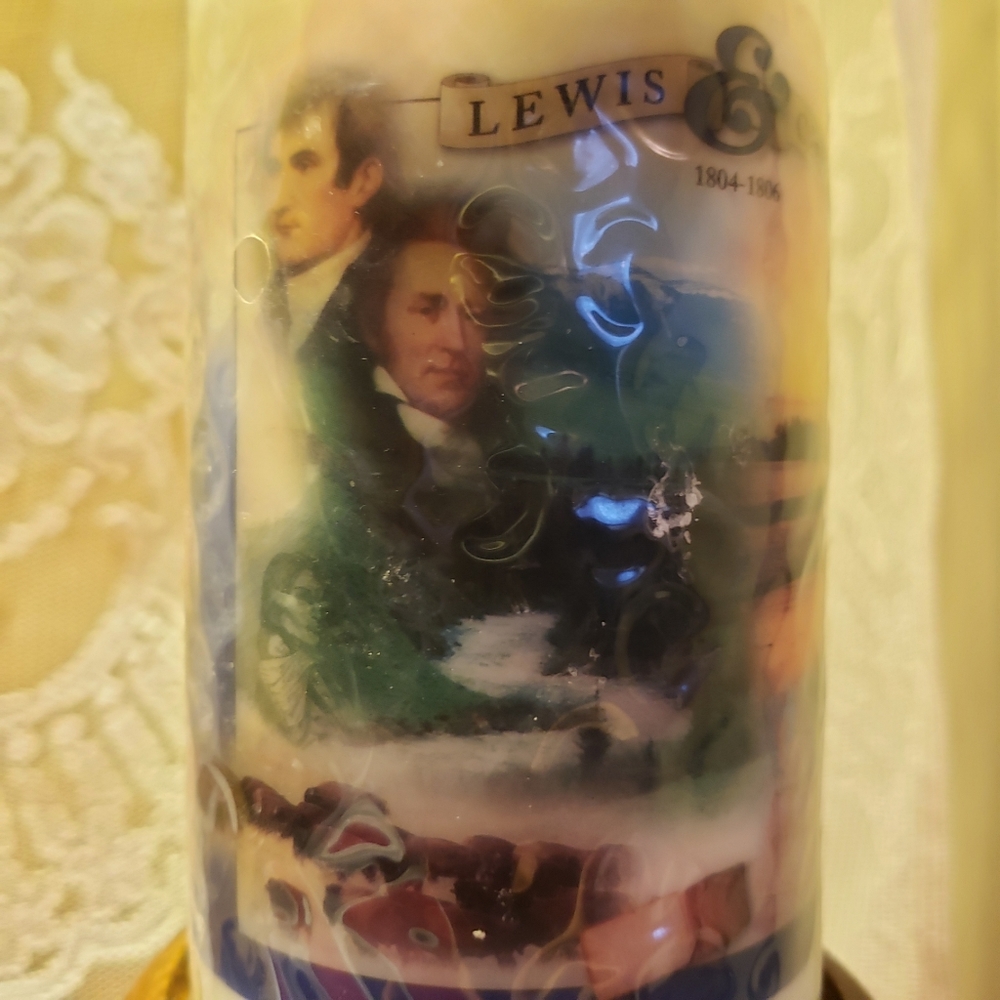 NWT Vtg Candle & Wooden Pedestal/Holder Lewis & Clark - Picture 4 of 14
